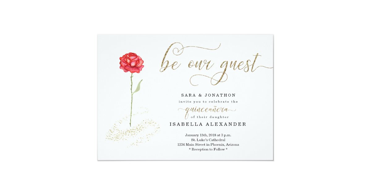 Beauty and the Beast Unique Quinceañera Invitation ...