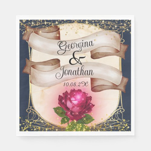 Beauty and the Beast Vintage Fairy Tale Wedding Napkins