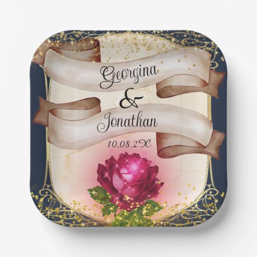 Beauty and the Beast Vintage Fairy Tale Wedding Paper Plates