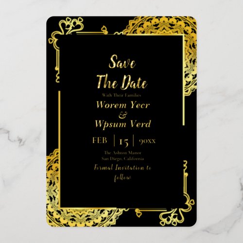 Beauty and The Beast Wedding Save The Date Foil Invitation