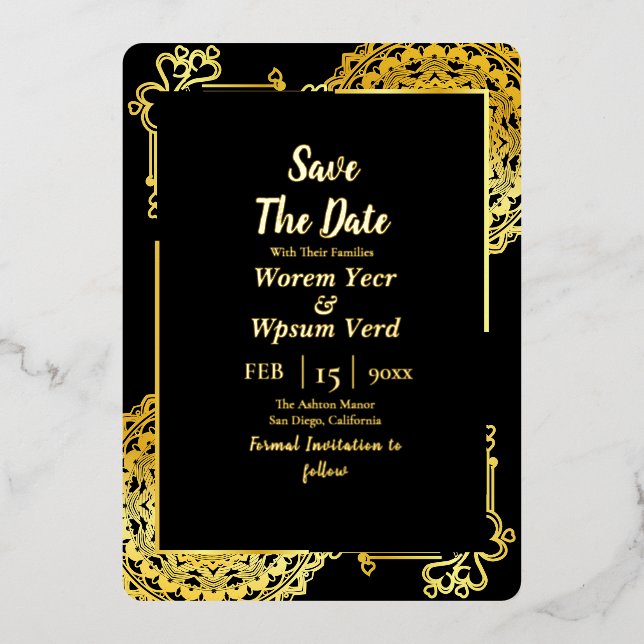 Beauty and The Beast Wedding Save The Date Foil Invitation (Front)