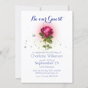 Beauty and the Beast with Magic Red Rose Invitatio Invitation