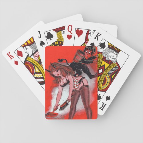 Beauty and the Krampus Vintage Xmas Christmas Poker Cards