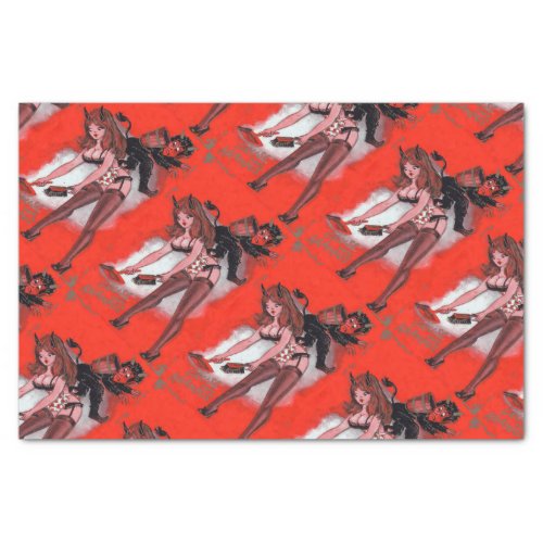 Beauty and the Krampus Vintage Xmas Christmas Tissue Paper