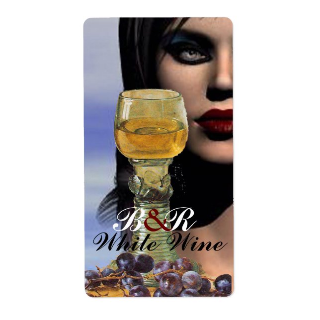 BEAUTY AND WHITE WINE GLASS Wine Tasting Party Label (Front)