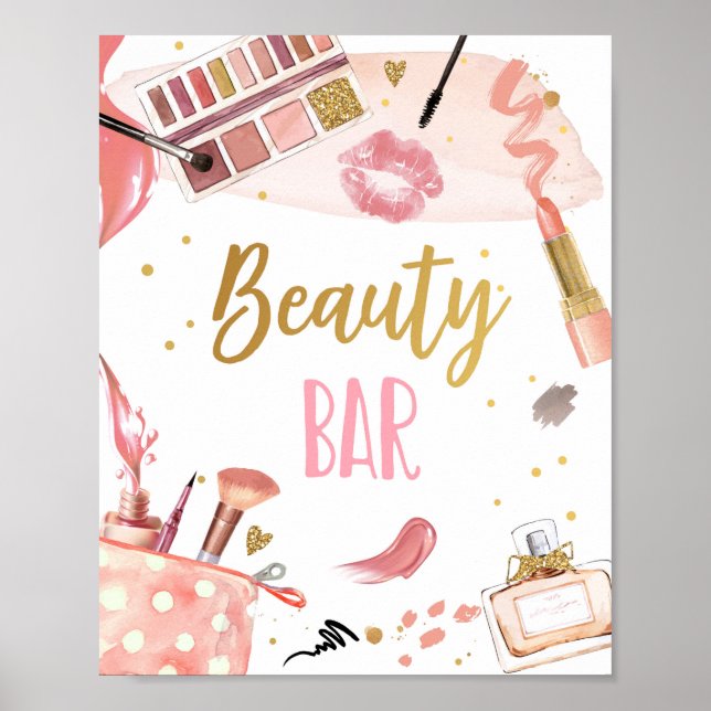 Beauty Bar Spa Party Makeup Glamor Girl Birthday  Poster (Front)