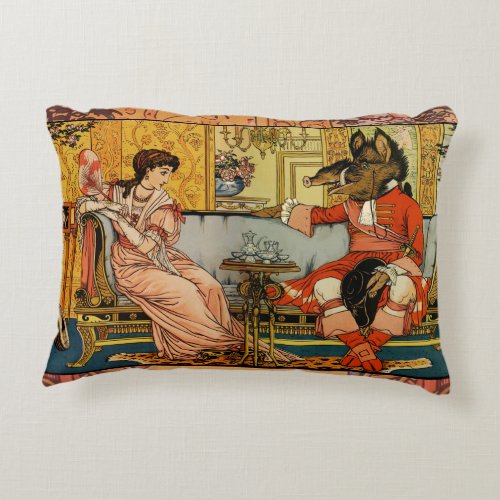 Beauty Beast Classic Fairy Tale Characters Accent Pillow