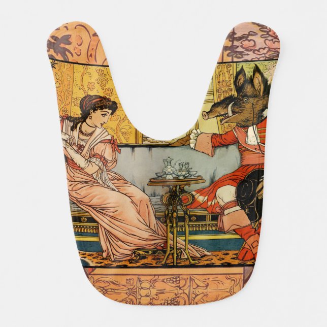 Beauty Beast Classic Fairy Tale Characters Baby Bib (Front)
