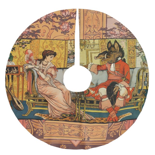 Beauty Beast Classic Fairy Tale Characters Brushed Polyester Tree Skirt (Front)