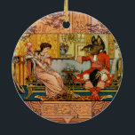Beauty Beast Classic Fairy Tale Characters Ceramic Ornament<br><div class="desc">Step into the enchanting world of a timeless romance with this captivating Beauty and the Beast illustration. This colorful image is faithfully based on an antique book illustration by the renowned artist Walter Crane, originally published in 1874. The scene vividly portrays Beauty and the Beast facing each other across an...</div>