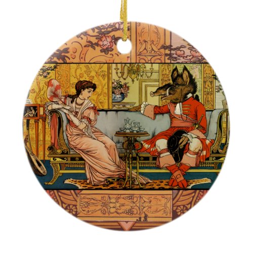 Beauty Beast Classic Fairy Tale Characters Ceramic Ornament