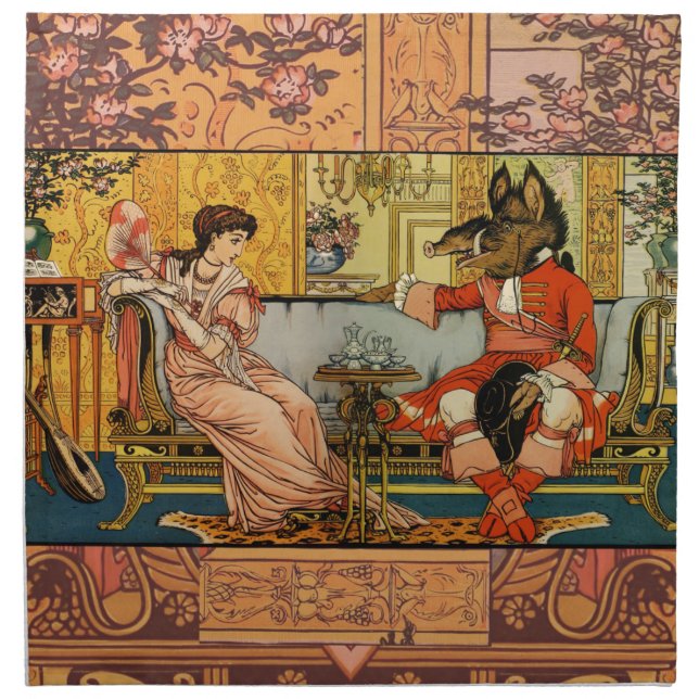 Beauty Beast Classic Fairy Tale Characters Cloth Napkin (Front)
