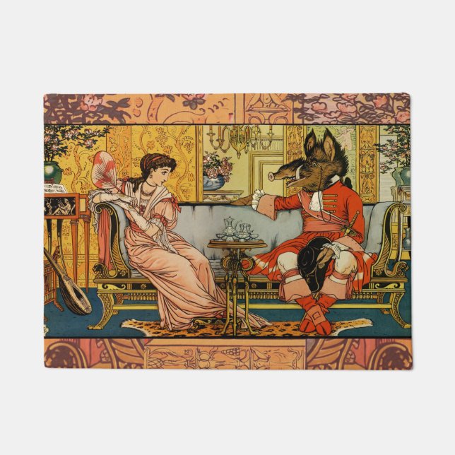Beauty Beast Classic Fairy Tale Characters Doormat (Front)