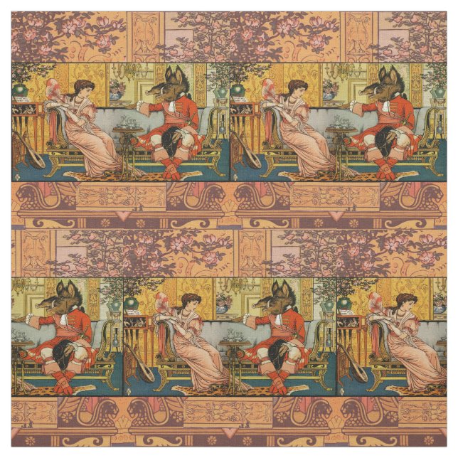 Beauty Beast Classic Fairy Tale Characters Fabric (Swatch)