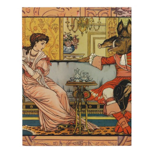 Beauty Beast Classic Fairy Tale Characters Faux Canvas Print