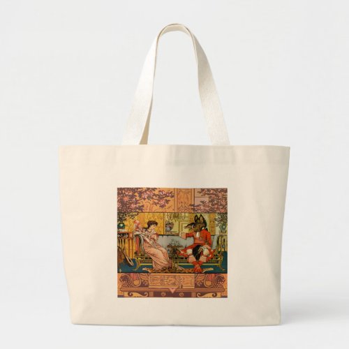 Beauty Beast Classic Fairy Tale Characters Large Tote Bag