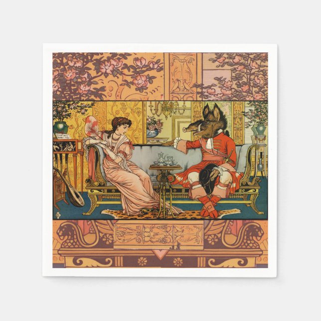 Beauty Beast Classic Fairy Tale Characters Napkins (Front)