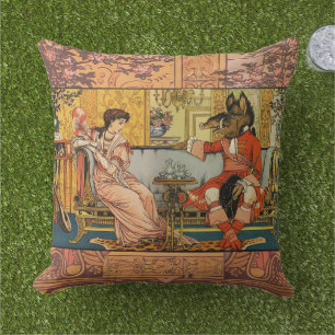 Beauty Beast Classic Fairy Tale Characters Outdoor Pillow