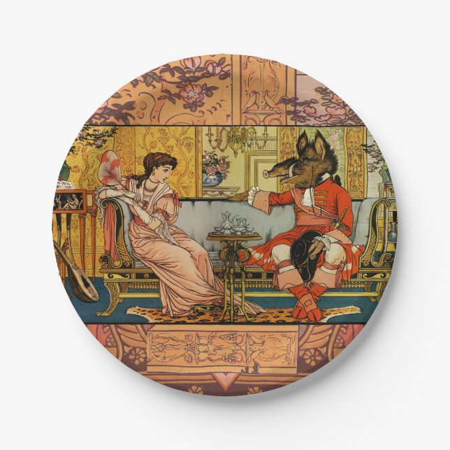 Beauty Beast Classic Fairy Tale Characters Paper Plates (Front)