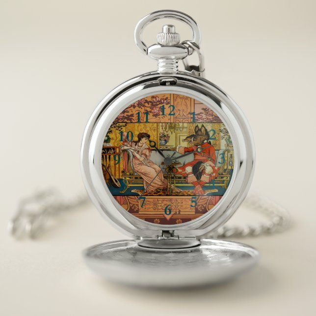 Beauty Beast Classic Fairy Tale Characters Pocket Watch (Inside)