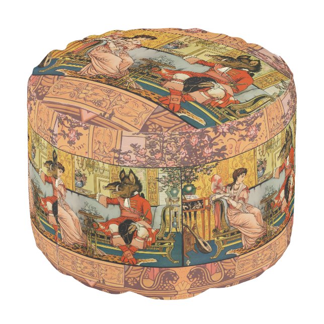 Beauty Beast Classic Fairy Tale Characters Pouf (Angled Back)