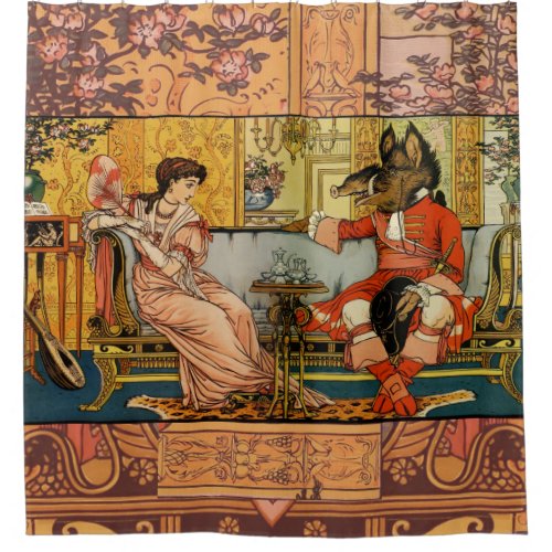 Beauty Beast Classic Fairy Tale Characters Shower Curtain
