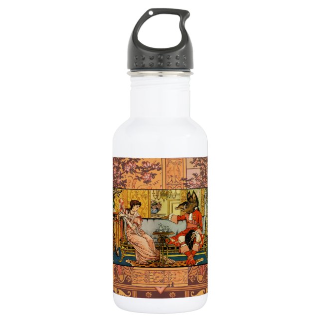 Beauty Beast Classic Fairy Tale Characters Stainless Steel Water Bottle (Front)
