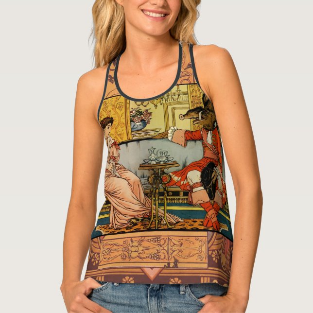 Beauty Beast Classic Fairy Tale Characters Tank Top (Front)
