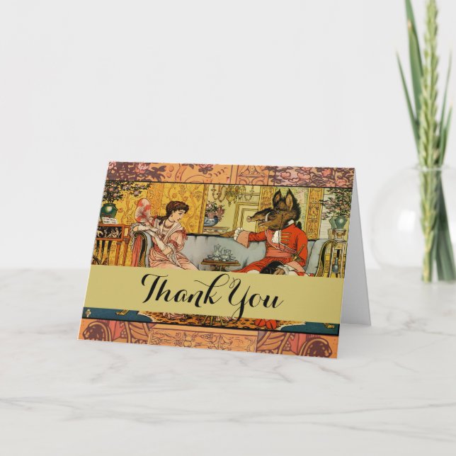 Beauty Beast Classic Fairy Tale Characters Thank You Card (Front)