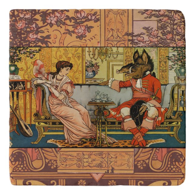 Beauty Beast Classic Fairy Tale Characters Trivet (Front)