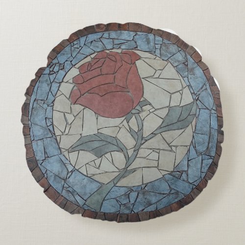 Beauty  Beast Rose Mosaic Design Round Pillow