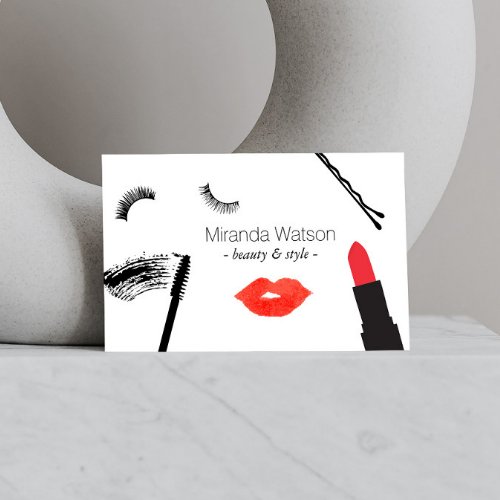 Beauty Biz Eyelashes Lips Mascara Makeup Artist Business Card