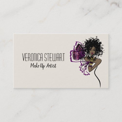 Beauty Black Lady Butterfly Business Card