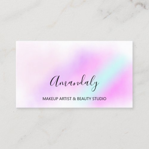 Beauty Blog Makeup Artist Abstract Holograph Pink Business Card