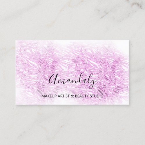 Beauty Blog Makeup Artist Abstract Metallic Pink Business Card