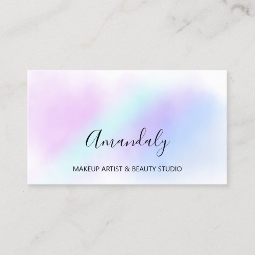 Beauty Blog Makeup Artist Abstract Pastel Blue Business Card
