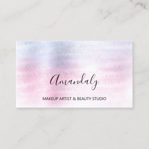 Beauty Blog Makeup Artist Abstract Pink Blue Business Card