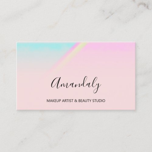 Beauty Blog Makeup Artist Holograph Pastel Business Card