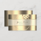 Beauty Blogg Stripes Gold Sepia Foxier Floral Business Card (Front/Back)