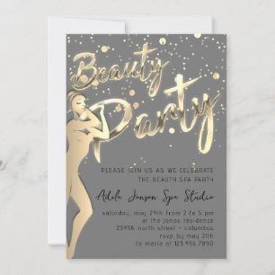 Beauty Body Party Instant Download Gold Grey Invitation