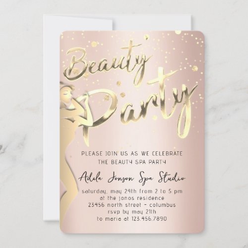 Beauty Body Party Instant Download Gold Rose Invitation