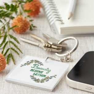 Beauty Botanical Typography Keychain
