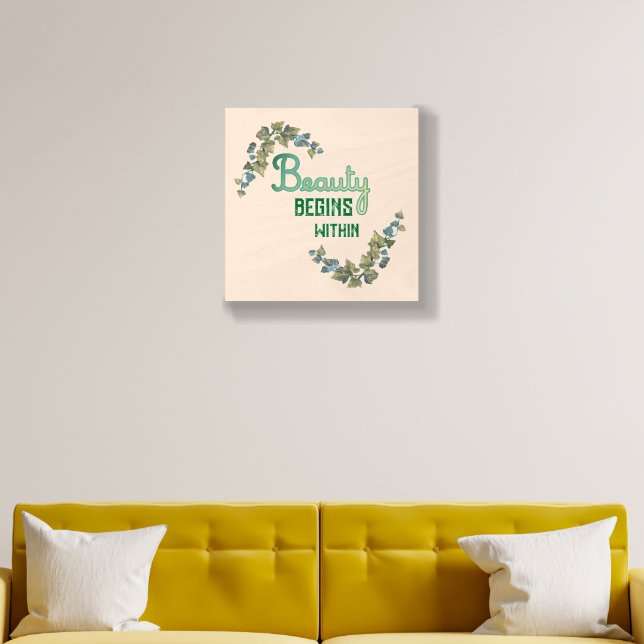 Beauty Botanical Typography Wood Photo Tile (Living Room)