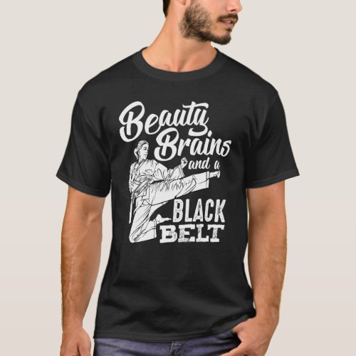 Beauty Brains Black Martial Fighter Taekwondo Belt T_Shirt