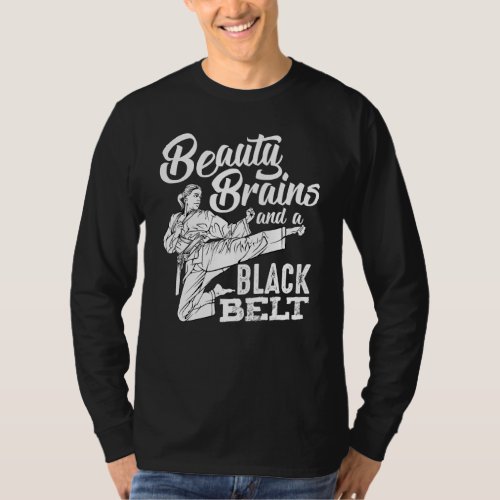 Beauty Brains Black Martial Fighter Taekwondo Belt T_Shirt