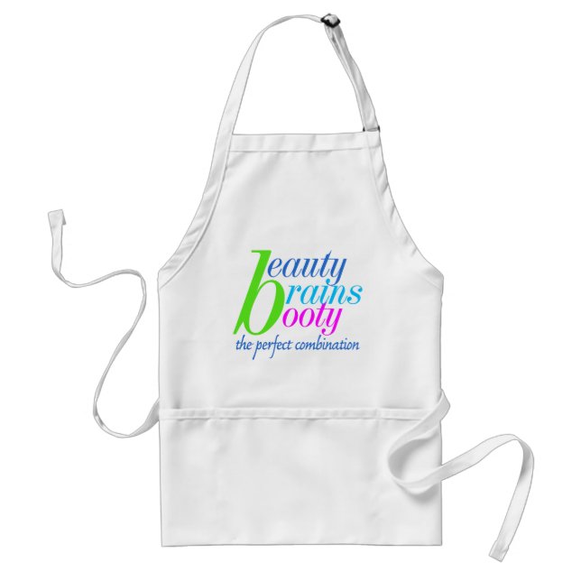 Beauty Brains Booty Funny Statement Adult Apron (Front)