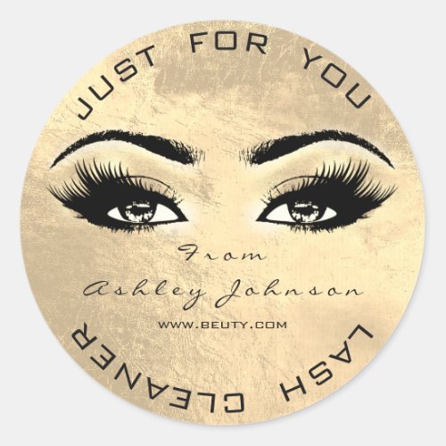 Beauty Browns Makeup Gold Lash Makeup Cleaner Classic Round Sticker