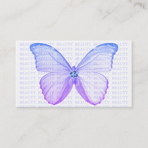 Customizable Beauty Business Card Blue Purple Butterfly