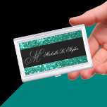 Beauty Business Card Holders For Women<br><div class="desc">Gllitzy beauty business card holder for women with monogram emblem and beautiful glitzy simulated glitter design elements pattern on the front and with monogram space you can make your own by adding your name, company name or initials. Designed for any beauty consultant, hairdresser, or makeup artist and presents your business...</div>