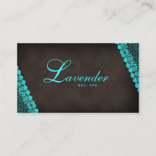 Beauty Business Card Lace Nail Salon Blue